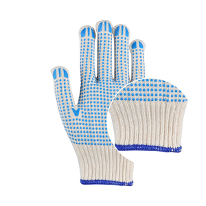 Xây dựng găng tay tự nhiên bông polyester chuỗi đan Găng tay màu đen PVC Chấm một bên - Product Image 3