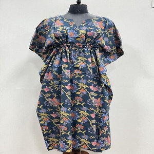 Vestido Kaftan de Algodón de Primera Calidad con Estampado Floral Hecho a Mano, Falda Bikini, Corte Regular, 1 Pieza, Precio al por Mayor para Primavera - Product Image 4