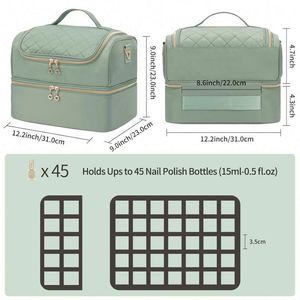 Étui organisateur de vernis à ongles gratuit, boîte de rangement pour accessoires de manucure pouvant contenir 45 flacons, lampe à ongles, étui de transport pour technicien en manucure - Product Image 4