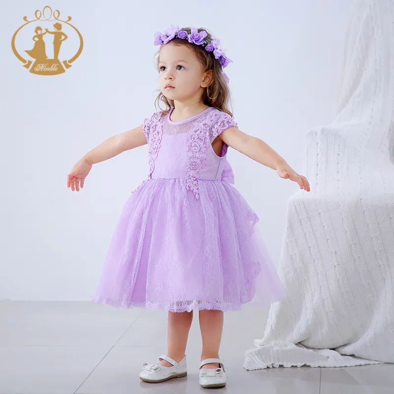 Wendig Sommer Baby Mädchen Ersten Geburtstag Prinzessin Kleid Spitze Tüll Schicht Kleid Zurück Mit Großen Bogen Kind Kleid