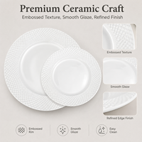 Assiettes à dîner en porcelaine blanche de haute qualité, écologiques et personnalisées pour un usage domestique - Conviennent au micro-ondes et au lave-vaisselle, design simple