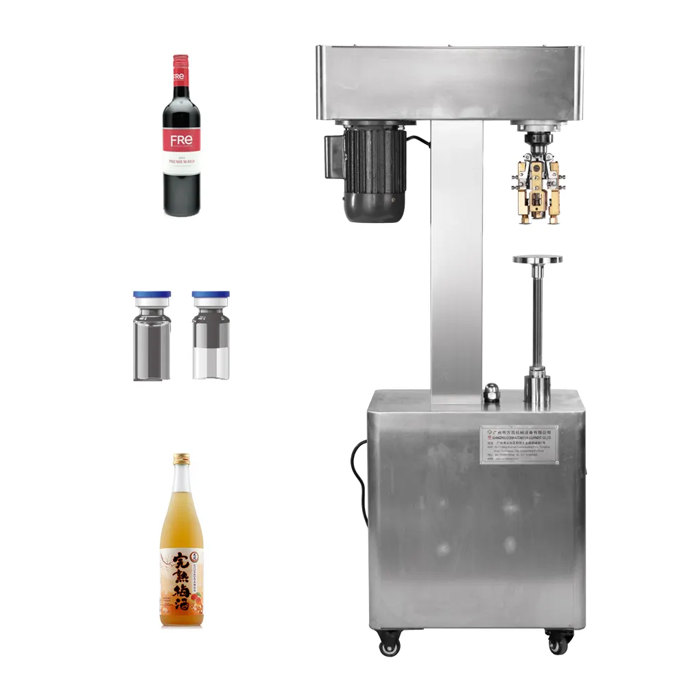 Semi automatic whiskey brew glass wine ropp vial bottle cap sealing machine