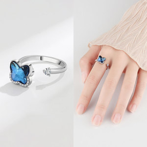 Nuovi Anelli Trendy in Rame Placcato <span class=keywords><strong>Argento</strong></span> <span class=keywords><strong>e</strong></span> <span class=keywords><strong>Oro</strong></span>, Regolabili, a Forma di Fiocco di Neve, Anti-Ansia con Zirconi per Donne <span class=keywords><strong>e</strong></span> Ragazze - Product Image 5