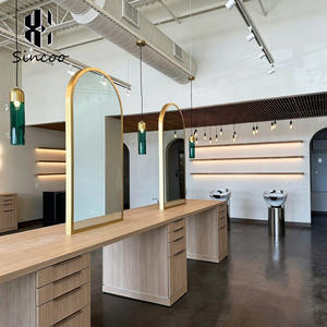 Factory Wholesale Mirror <b>Dressing</b> Station Beauty Salons Barber Hair Salon Vanity <b>Table</b> <b>with</b> Arched Mirror Salon Makeup <b>Table</b> - Product Image 5