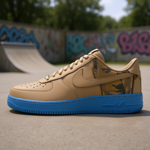 Zapatillas Nike Air Force 1 Low Top para Skateboarding, Marrón y Azul, Unisex, con Suela de Goma Acolchada, Casuales de Primavera - Product Image 2