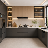 Îlot de cuisine moderne modulaire avec évier, personnalisation complète de la maison, conception gratuite sur mesure