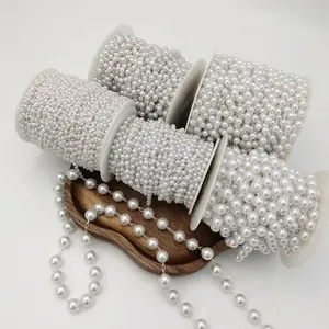 Cadenas de cuentas de perlas de imitación, collar de cobre y Metal, pulseras de cadena, suministros de joyería, adornos artesanales hechos a mano Diy