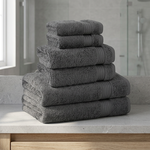 Ensemble de serviettes de bain en coton éponge uni, rectangulaires, douces pour la peau, écologiques, bio, pour usage domestique, adultes, tissées, grises - Product Image 1