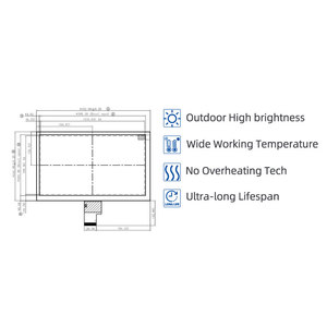 จอแสดงผล TFT LCD ขนาด 8 นิ้ว ความละเอียด 1024x600 ความสว่างสูง 1500nits แบบ IPS LVDS รองรับอุณหภูมิกว้าง - Product Image 2