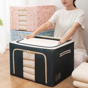 Tas Organizer Penyimpanan Pakaian Lipat 100L Kapasitas Besar Tahan Air Kain Oxford Kotak Penyimpanan Rangka Baja - Product Image 3