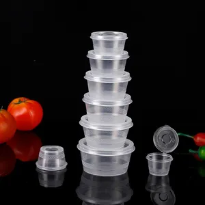 wholesale transparency sealed small food storage container hot sauce boxs disposable sauce cups with lids