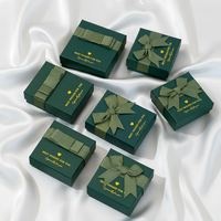 Coffret cadeau de bijoux de style coréen avec nœud papillon carré, comprenant des colliers, des accessoires d'emballage à motif uni et des boîtes à bagues