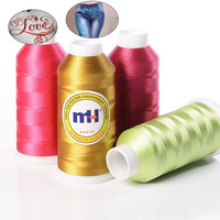 Fil à broder en polyester 100% or 120D/2, fil de filament teint pour le tricot et le crochet, vente en gros d'usine