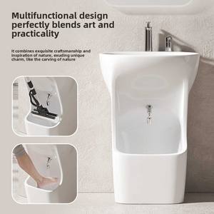 आधुनिक आयताकार एकीकृत सिरेमिक बेसिन पैडल सिंक होटल के लिए सिंगल-होल नल माउंट के साथ सिंगल-होल नल माउंट के साथ - Product Image 3