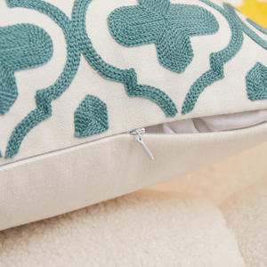 Romantic Towel Embroidered Cushion Cover Pink Green Leaves 18x18 Inch Farmhouse <strong>Floral</strong> <strong>Pillowcase</strong> for Living Room Sofa Bed - Product Image 2