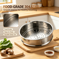 Panier vapeur sans poignée en acier inoxydable 304, insert de 16cm à 32cm, capacité 1L, compatible gaz et induction, pour casseroles multiples, cuisine domestique