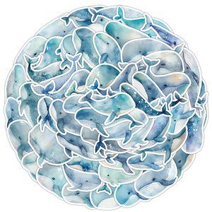 HOYO Ocean Giant Sticker Series, 50 unids/pack colección de ballenas y mamíferos marinos calcomanías de Arte de cetáceos pegatinas - Product Image 1