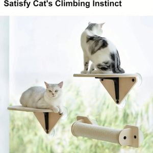 Luxury Halloween <b>Cat</b> Window Perch Hammock with Climbing Steps & Scratching Post <b>Wooden</b> Window-Mounted <b>Cat</b> Bed for Indoor <b>Cats</b> - Product Image 2