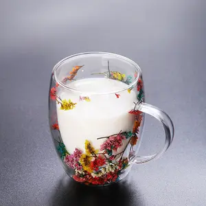 ONEIN Net red flower double layer glass high appearance level glass high borosilicate simple glass