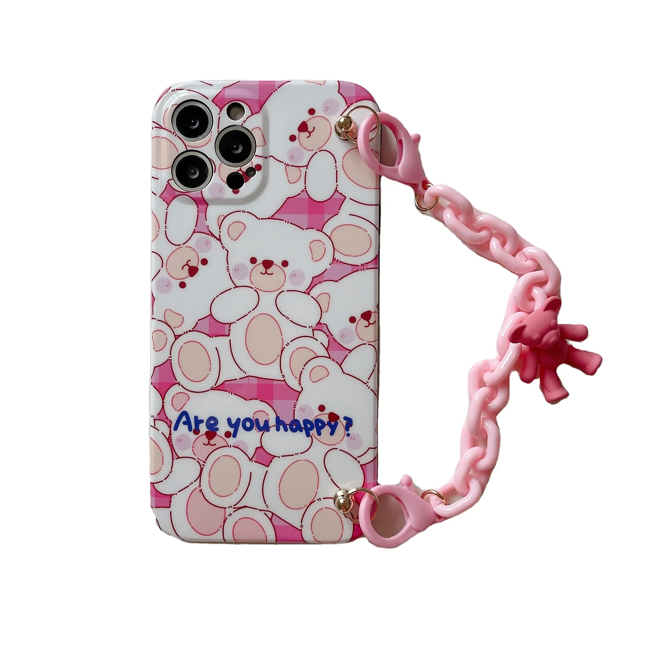Capa de celular com padrão de urso, acessório de pulseira para iphone huaiwei