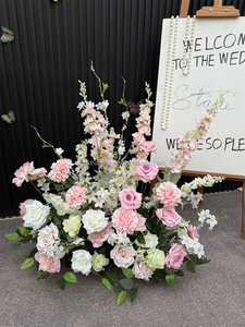 ดอกไม้ประดิษฐ์ตกแต่งงานแต่งงานในฤดูใบไม้ผลิยอดนิยมทางเดินงานแต่งงานสีชมพูดอกกุหลาบประดิษฐ์ออกแบบได้ตามต้องการ - Product Image 1