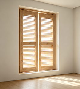 EFS Solid Wood Louvered Interior Slab <b>Door</b> Panels Folding <b>Screen</b> Unfinished Surface Minimalist Design <b>for</b> Bathroom - Product Image 1
