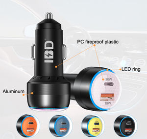 Pabrik IBD grosir Mini logam Aluminium 48W Pd 30w Qc 18w 33W <span class=keywords><strong>2</strong></span> Usb Tipe c Usbc Port Qc3.0 pengisi daya ponsel mobil pengisian cepat - Product Image 3