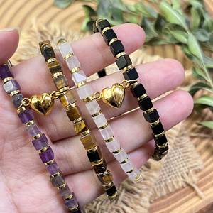 Natural Stone Bracelet Colorful Glass <b>Beaded</b> Friendship Bond Seamless Influencer Choice Item Anti-tarnish Packaging - Product Image 5