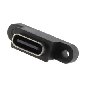 TIPO C 2Pin Porta do soquete fêmea impermeável do USB C com furo do parafuso Carregamento Rápido Interface Conector USB de 180 graus