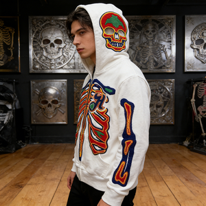 YSJY OEM Streetwear Custom 100% Cotton Oversized Heavyweight Thick French Terry Y2K Full Face Zip up Puff Printed Hoodie for Men - Product Image 2
