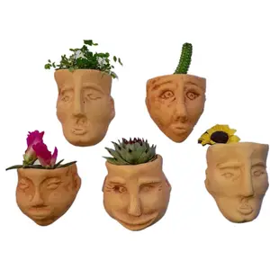 Planteur naturel en céramique à frange de 3/1 pouces, petits Pots de tête, Sculpture artistique, réfrigérateur, Pots muraux
