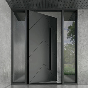 Grande porte d'entrée au design de luxe Porte d'entrée pivotante de sécurité extérieure Porte d'entrée pivotante en bois moderne pour maisons - Product Image 4