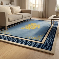 Tapis en nylon imprimé à la machine, grand tapis bleu pour salon, tapis de haute qualité