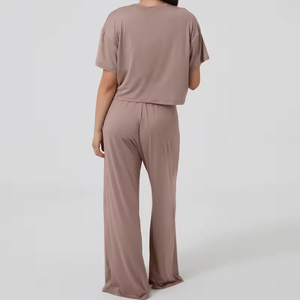 T-shirt à manches courtes et legging personnalisés vêtements de maison de maternité ensembles de vêtements de grossesse confortables ensemble de pyjama d'allaitement et de maternité - Product Image 5