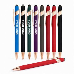 Stylo à bille en métal personnalisé de luxe avec logo imprimé, toucher doux, promotionnel, avec stylet, logo personnalisé - Product Image 1