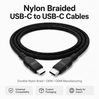 Cable USB C a Tipo C de Nailon Trenzado, Carga Rápida y Transferencia de Datos para Teléfono, Laptop, Tablet, Juegos, OEM, Venta al Por Mayor
