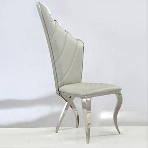 Chaise de table moderne en cuir avec ficelles latérales, siège d'extérieur, pour restaurant, ou plage, en acier inoxydable - Product Image 1