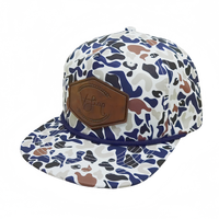 5 panneau personnalisé camouflage chapeau plat bord corde Golf chapeau rétro canard Camouflage chapeau cuir Patch broderie Baseball Snapback corde Gorras