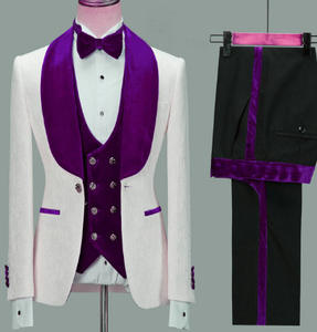 Traje de <span class=keywords><strong>Hombre</strong></span> Blanco Borgoña con Solapa de Terciopelo Verde, Traje de Etiqueta <span class=keywords><strong>para</strong></span> <span class=keywords><strong>Hombre</strong></span>, Esmoquin Ajustado <span class=keywords><strong>para</strong></span> Boda, Traje de Novio, <span class=keywords><strong>Blazer</strong></span> Masculino de 3 Piezas - Product Image 5