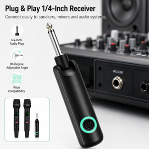 Sistema de Micrófono Inalámbrico Dual de 2.4G, Recargable, de Mano, con Receptor, Sintonización FM y Listo para Transmisión en Vivo - Product Image 6