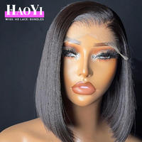 Pelucas Bob Cortas Baratas de Cabello Humano con Encaje Frontal HD, Peluca Frontal de Encaje Liso Extremo, Venta al por Mayor de Pelucas Bob para Mujeres Negras