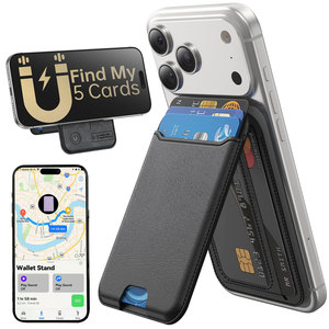 Porte-cartes magnétique <span class=keywords><strong>Mag</strong></span>-<span class=keywords><strong>safe</strong></span> en cuir PU avec blocage RFID, aimant puissant N52, fonction Localiser <span class=keywords><strong>Apple</strong></span> - Product Image 1