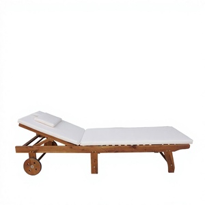 Chaise longue moderne en teck pour extérieur, chaise de piscine inclinable, mobilier de patio, style côtier, design durable sans accoudoirs - Product Image 1