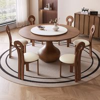 Modernes Luxuriöses Marmor-Massivholz Runder Esstisch Stuhl-Set für 4 6 8 Personen Restaurant Küche Drehbar Elegante Möbeldesigns