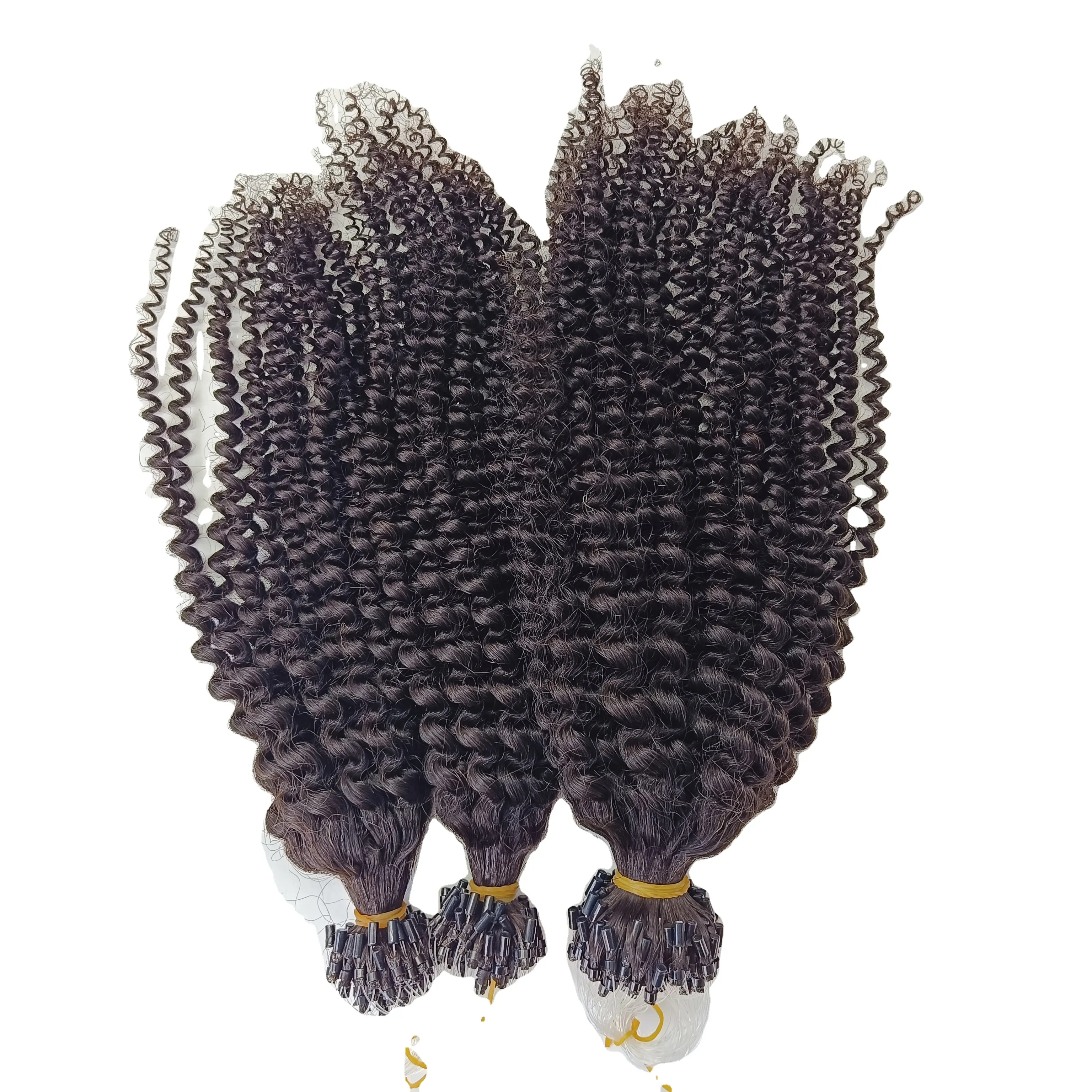 Estensioni dei capelli dell'anello vietnamita nero naturale al 100 all'ingrosso estensione del micro anello di collegamento yaki riccio crespo