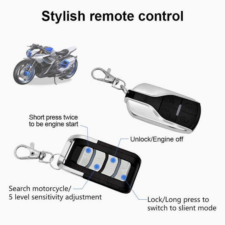 批发畅销通用摩托车防盗报警系统防水125分贝遥控防盗单向摩托车报警器