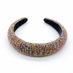 Diadema de Lujo LangGe con Pedrería de Colores, Esponja Gruesa de Terciopelo, Hecha a Mano con Poliéster y Algodón, Accesorio Elegante para Mujer - Product Image 3