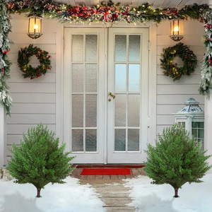 Pieds <span class=keywords><strong>de</strong></span> décoration amovibles en feuilles <span class=keywords><strong>de</strong></span> cyprès artificielles pour l'extérieur, vente en gros, petites plantes vertes artificielles <span class=keywords><strong>de</strong></span> cyprès pour l'artisanat - Product Image 4