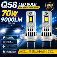 Ampoule de phare LED Q58 H7 70W haute puissance Canbus Plug and Play avec ventilateur silencieux 6500K 9000LM certifiée CE pour voiture MC
