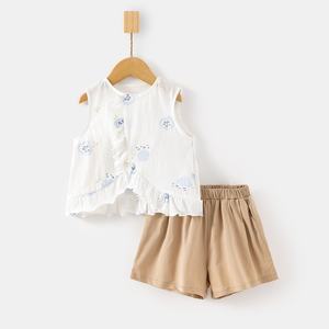 Tela de algodón 100%, ropa informal de verano para bebés, aire acondicionado, 2 uds., ropa para niñas pequeñas, conjuntos de ropa para niñas pequeñas - Product Image 6